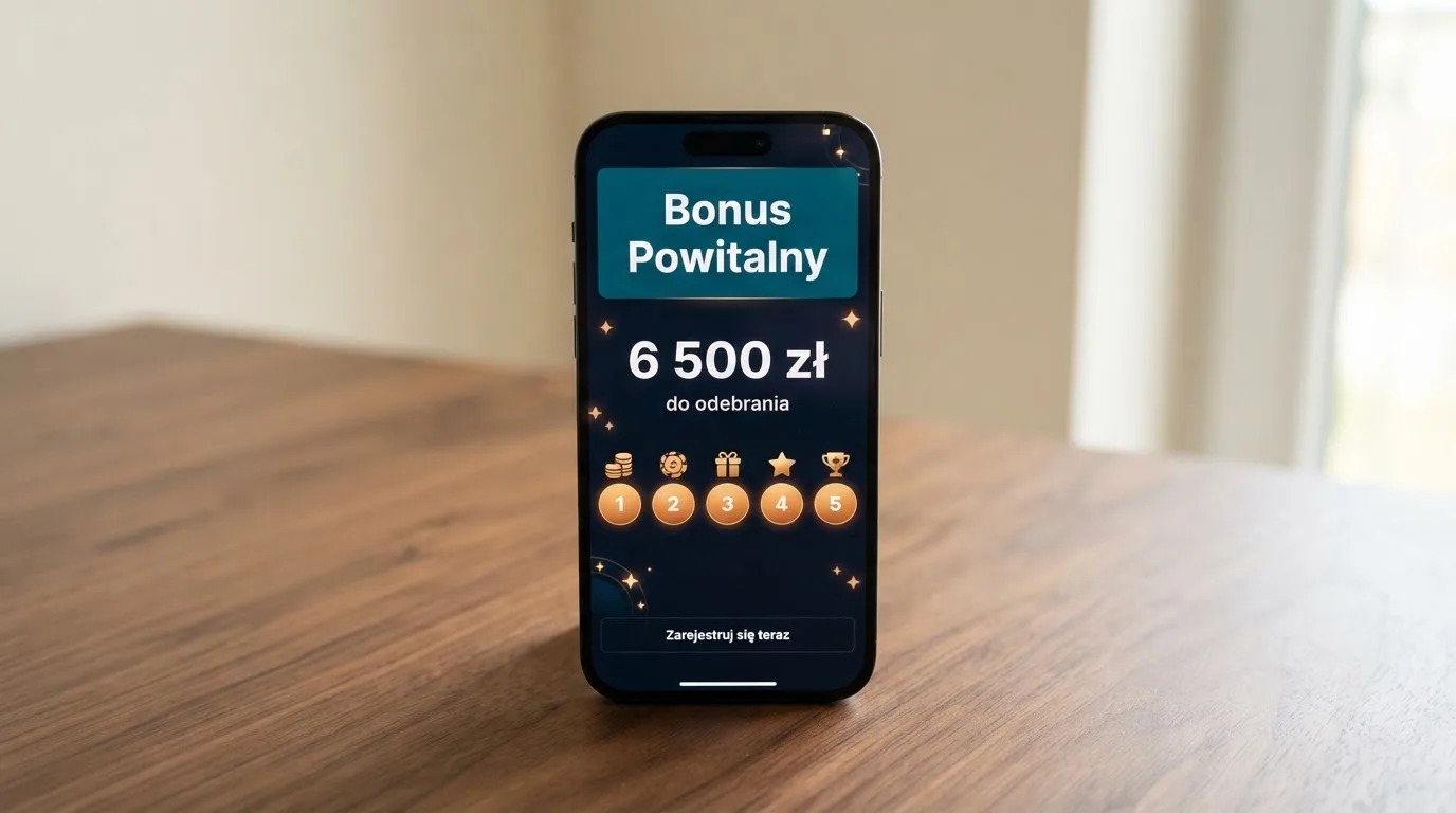 Ekran z warunkami bonusu powitalnego podczas rejestracji w kasynie online